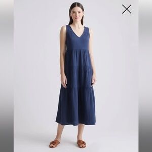 Quince 100% Organic Cotton Gauze Tiered Maxi Dress